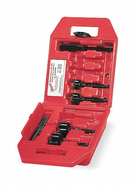 Contractor Self Feed Drill Bit Set: Hex, 6 5/8 in Overall Lg, Steel, 7 Drill Bits