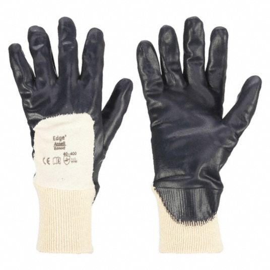 EDGE Coated Gloves: XL, Sandy, Nitrile, 3/4, ANSI Abrasion Level 3, 1 PR