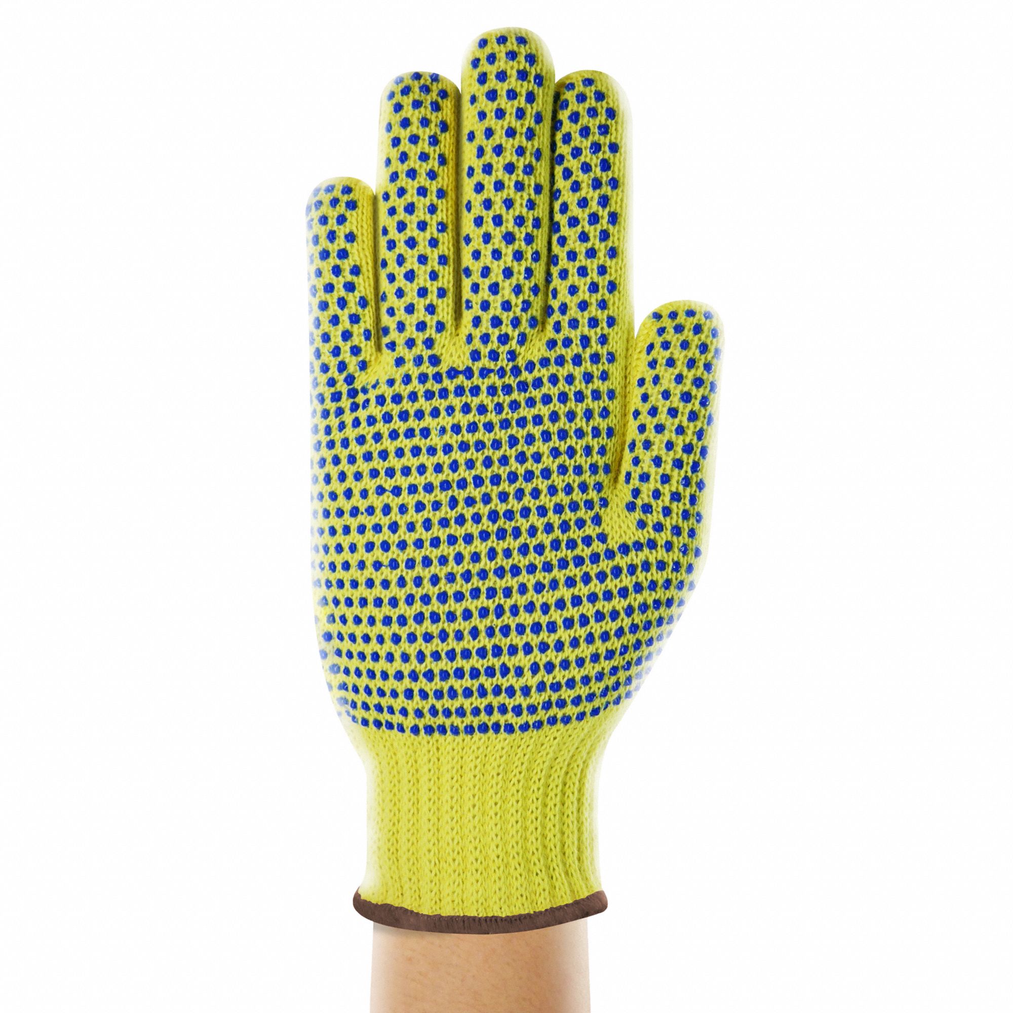 HYFLEX Knit Gloves: XS ( 6 ), ANSI Cut Level A2, Full, Dotted, PVC ...