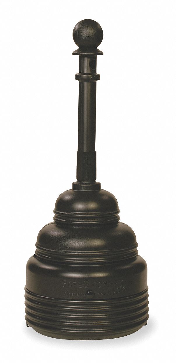 Cigarette Receptacle: 4 gal Capacity, 43 1/4 in Overall Ht, 17 1/4 in Container Dp, Black