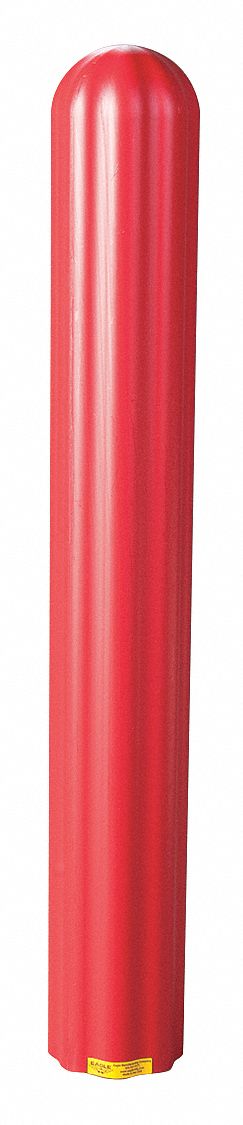 Bollard Cover: Ribbed, 7 7/8 in Outside Dia, 56 in Max Usable Ht, Red