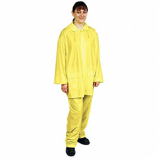 CONDOR, Yellow, L, 3-Piece Rainsuit with Detachable Hood - 2RB37|2RB37 ...