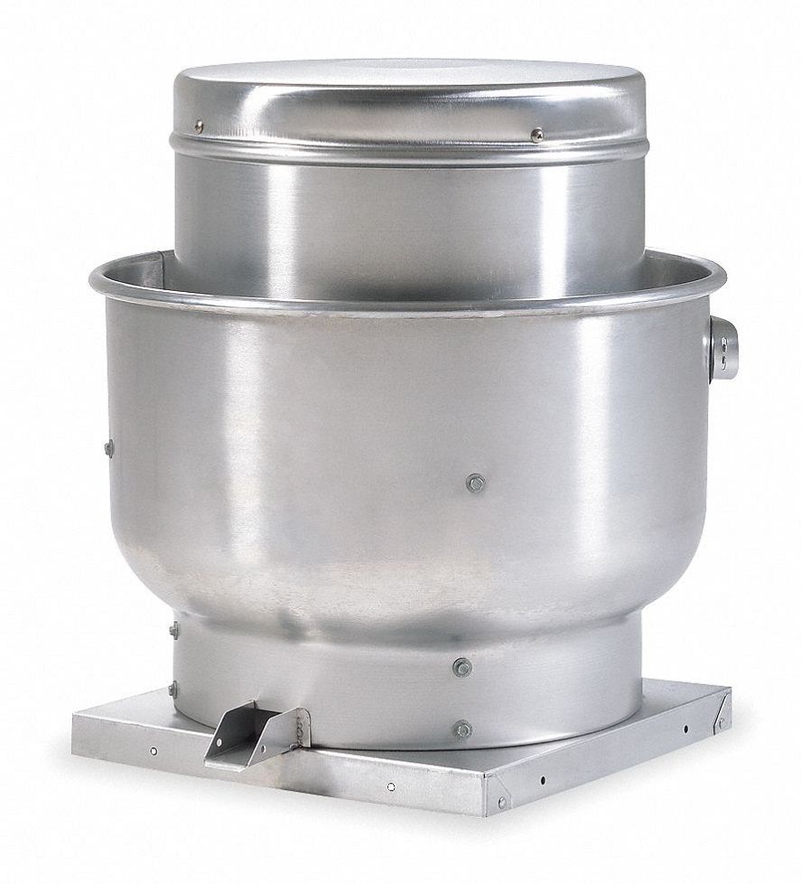 Centrifugal Upblast Exhaust Fan: Belt Drive, Less Drive Pack, 14 3/4 in Wheel, 642 cfm to 1, 592 cfm