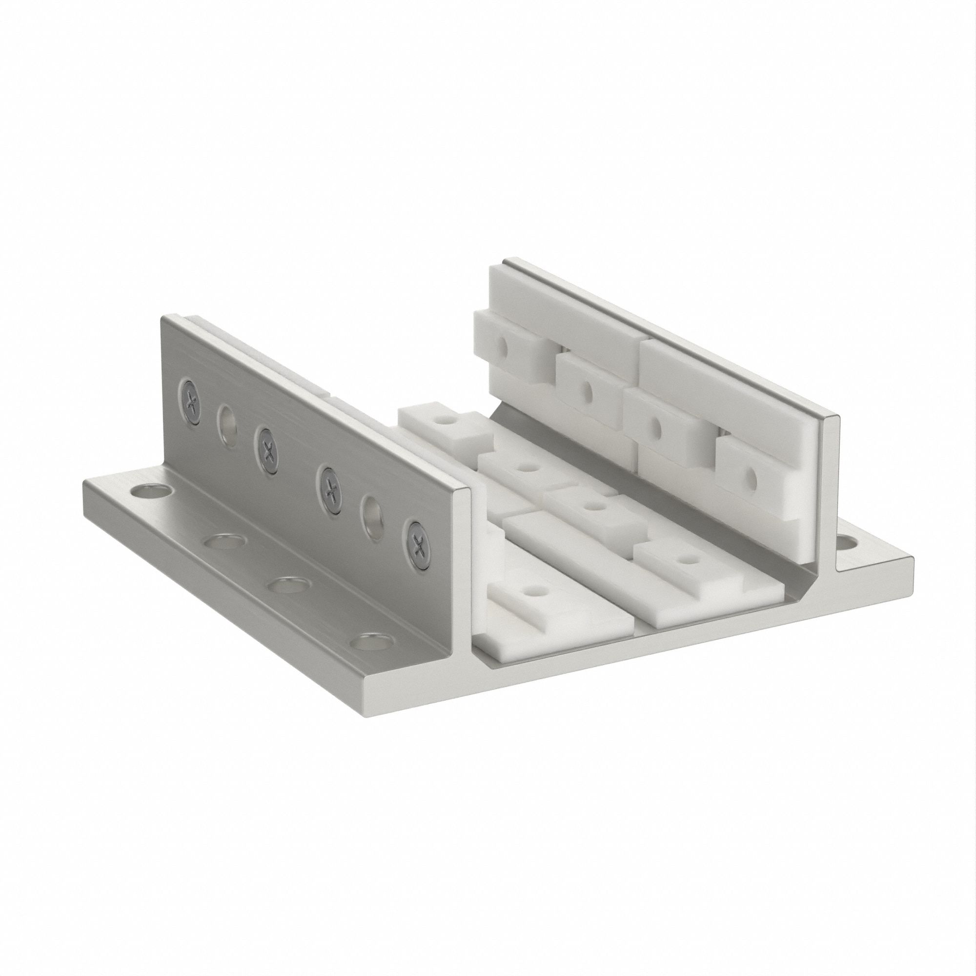 Linear Bearing: 15 Series, 6 in L x 5 1/2 in W x 1 7/8 in H, Silver, Double Flanged, Std, Anodized