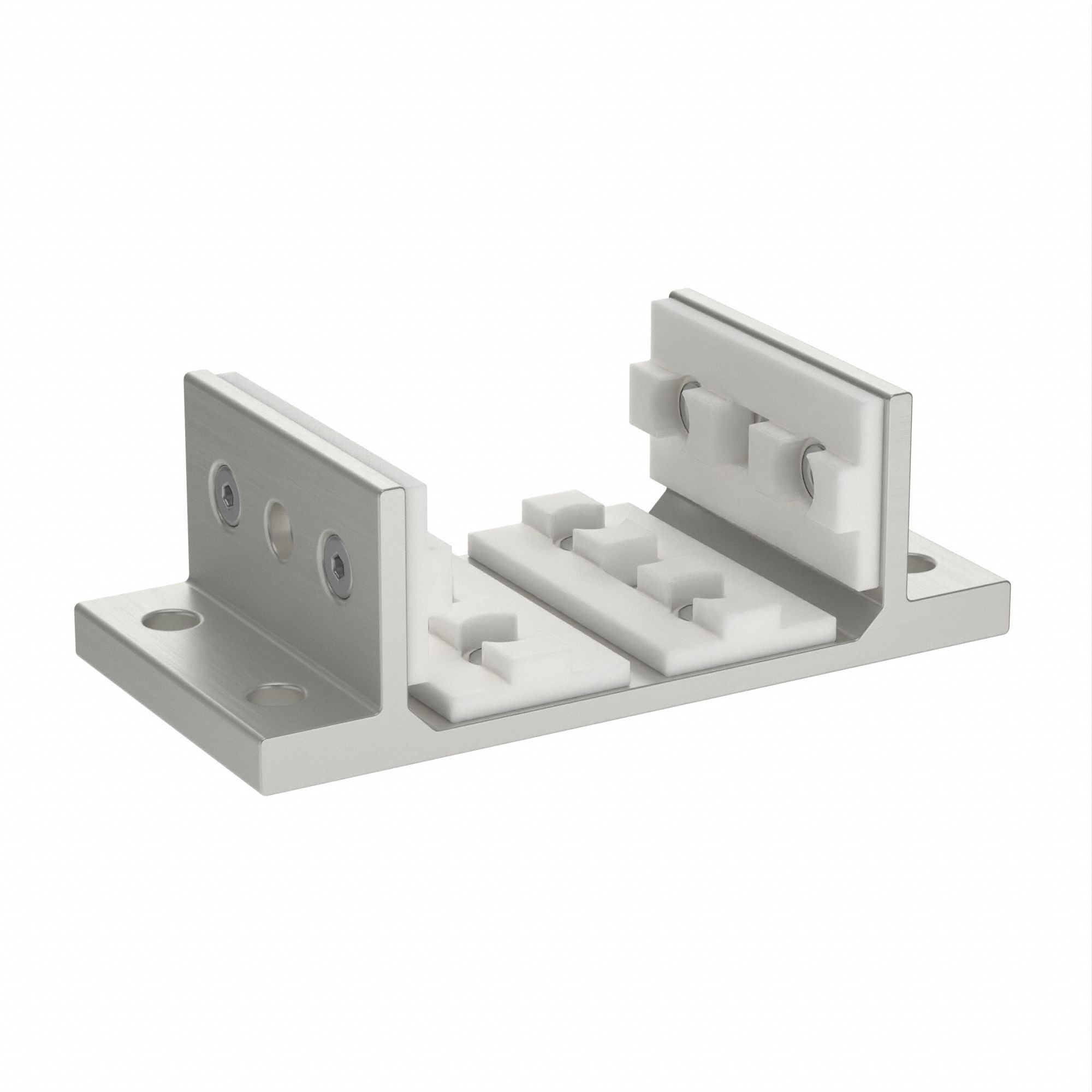 Linear Bearing: 15 Series, 2 13/16 in L x 5 1/2 in W x 1 7/8 in H, Silver, Double Flanged, Anodized