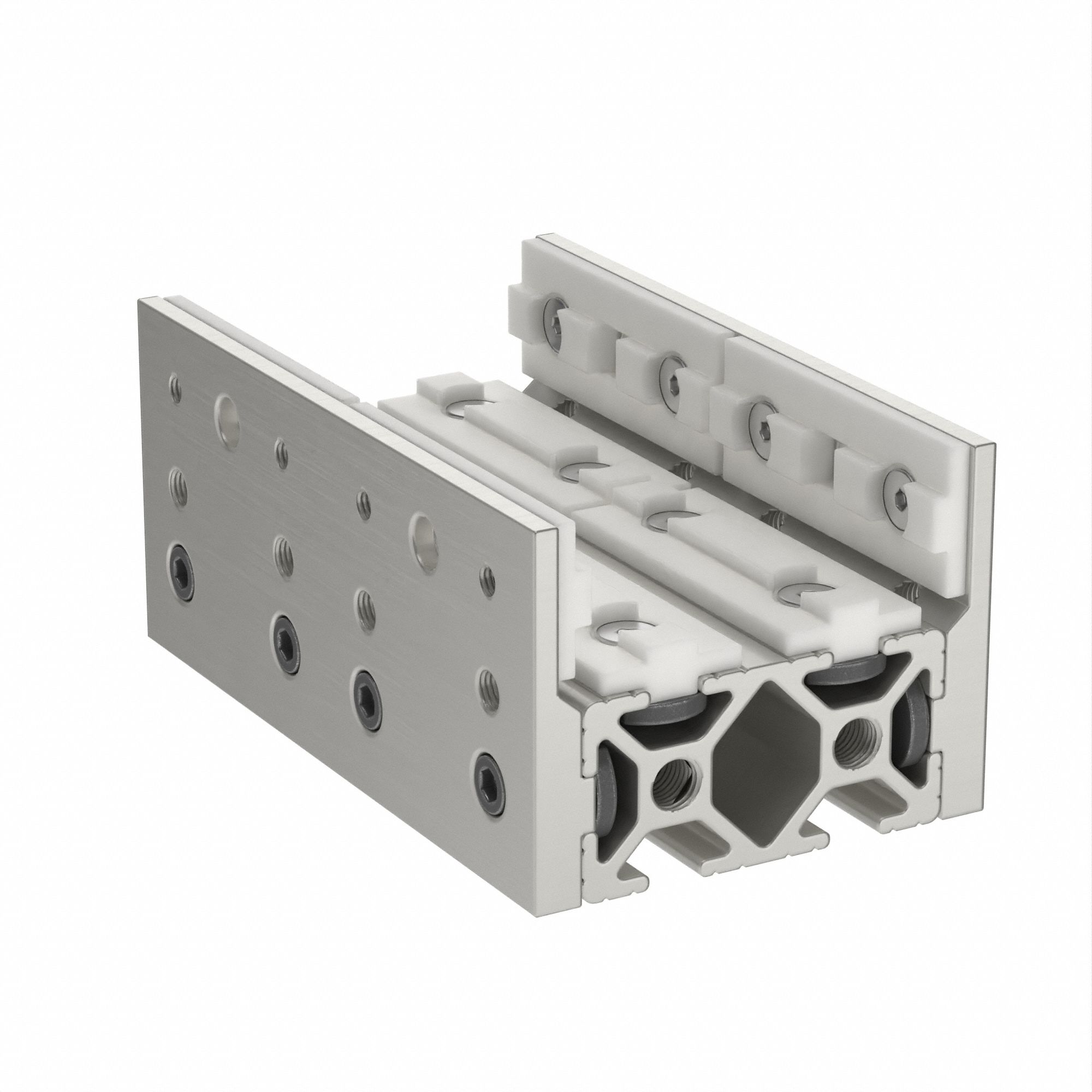 Linear Bearing: 10 Series, 4 in L x 2 1/16 in W x 2 5/8 in H, Silver, Single Mount, Std, Anodized