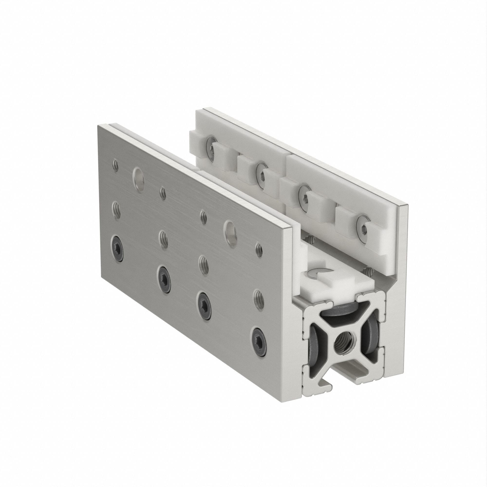 Linear Bearing: 15 Series, 2 53/64 in L x 3 1/8 in W x 2 1/2 in H, Silver, Single Mount, Std