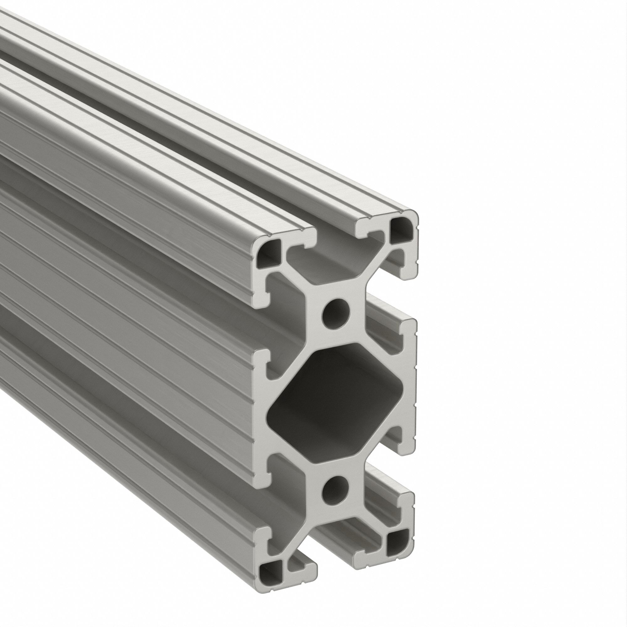 T-Slot Framing Extrusion: 15 Series, 8 ft Lg, 3 in x 1 1/2 in, Silver, Double, Grooved, 6 Slots