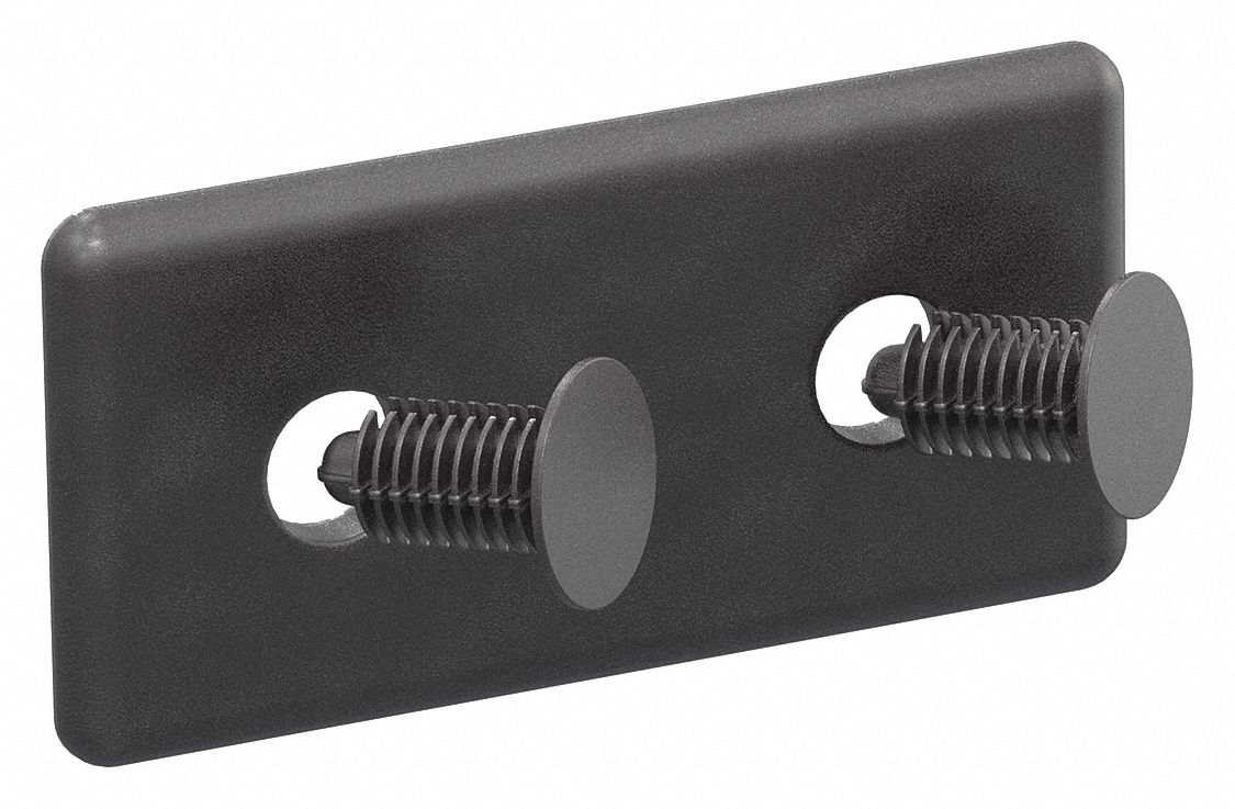 End Cap: 10 Series, Inch, 2 in x 1/8 in x 1 in, Black, ABS, Dust Cover, Matte, Double, 2 PK