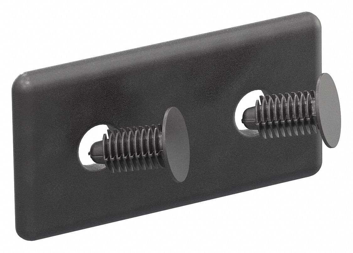 End Cap: 15 Series, Inch, 3 in x 3/16 in x 1 1/8 in, Black, ABS, Dust Cover, Matte, Double, 2 PK