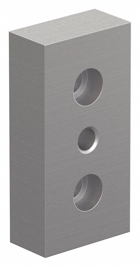 Base Plate: 15 Series, Aluminum, 1 1/2 in x 3/4 in x 3 in, Drop-In, Double, Adj