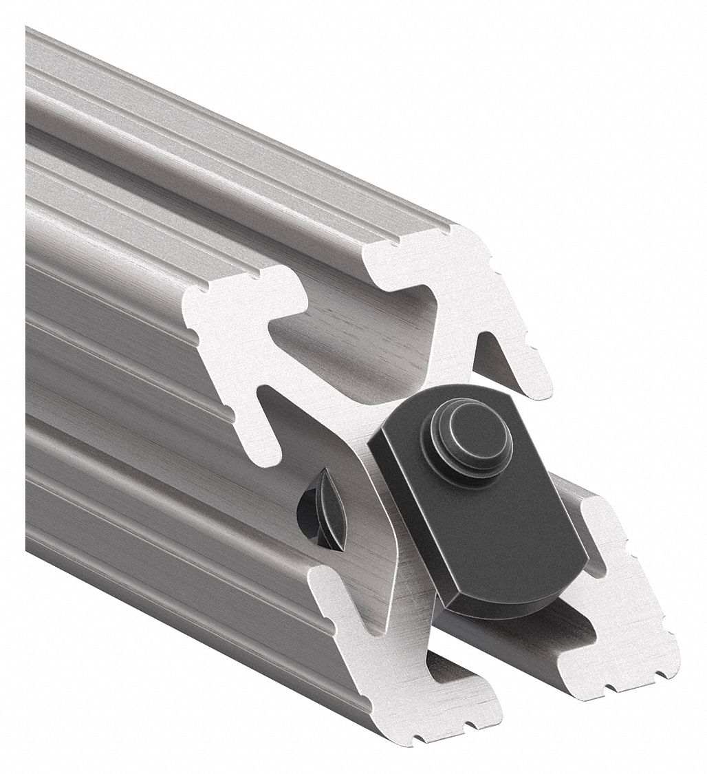 45° Support: 45° Support, 15 Series, 6 in x 1 1/2 in x 1 1/2 in, For 21/64 in Slot Wd, 2 Holes, Gray