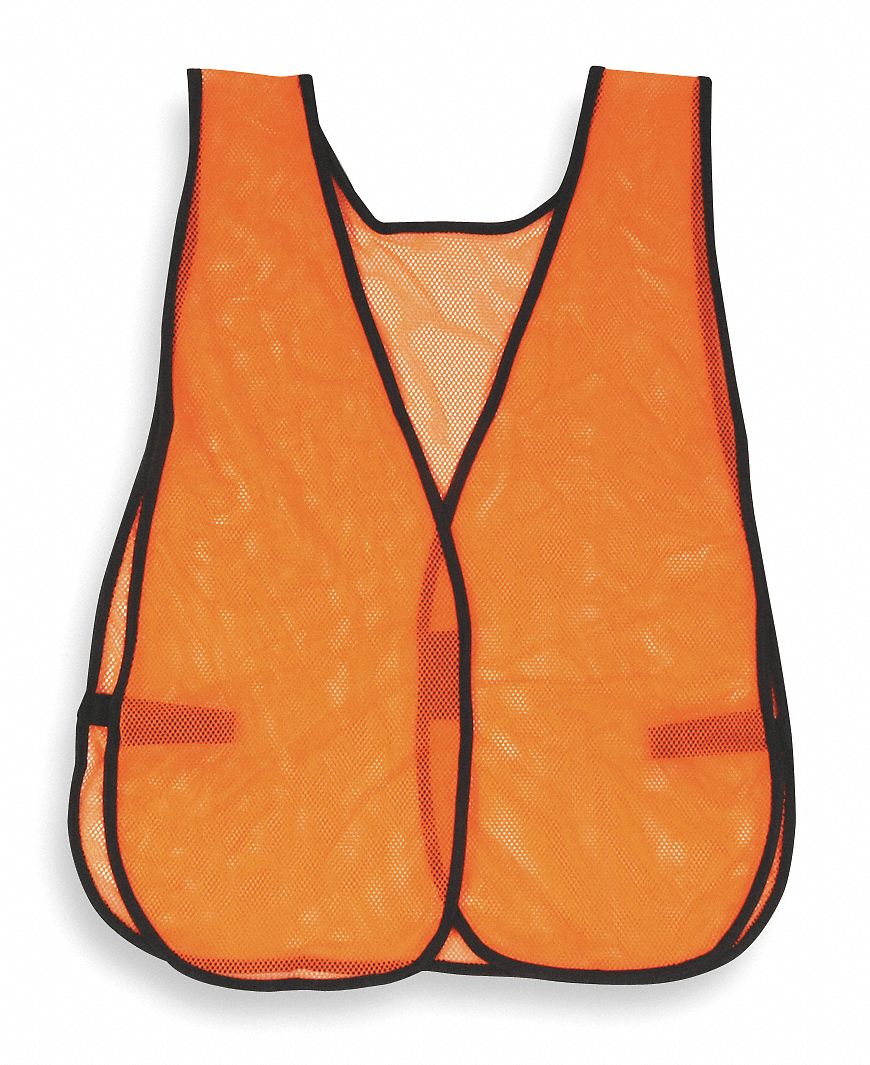 HI-VIS SAFETY VEST, XL/2XL, ORANGE, POLYESTER MESH, HOOK & LOOP