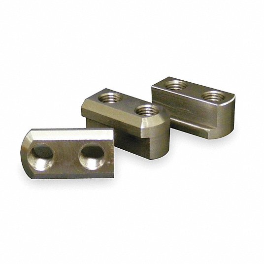 Lathe Chuck Jaw Nut: Steel, 8 in For Chuck Size, 1-7/8 in Overall Lg, M12 Screw Size, 3 PK