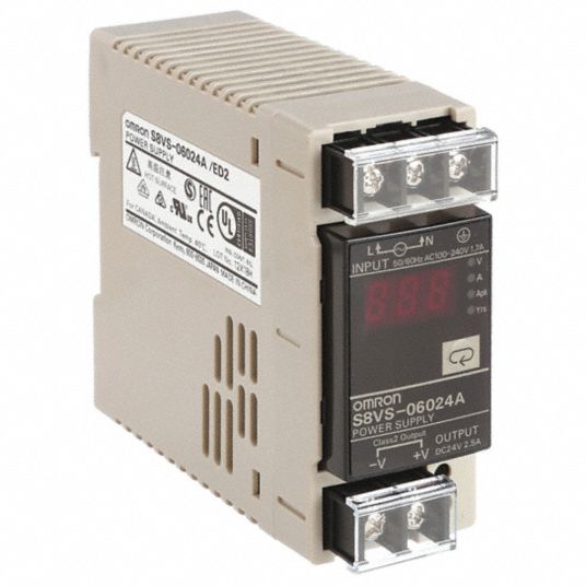 OMRON DC Power Supply: 100 to 240 V AC, Single, 24V DC, 60W, 2.5, DIN Rail