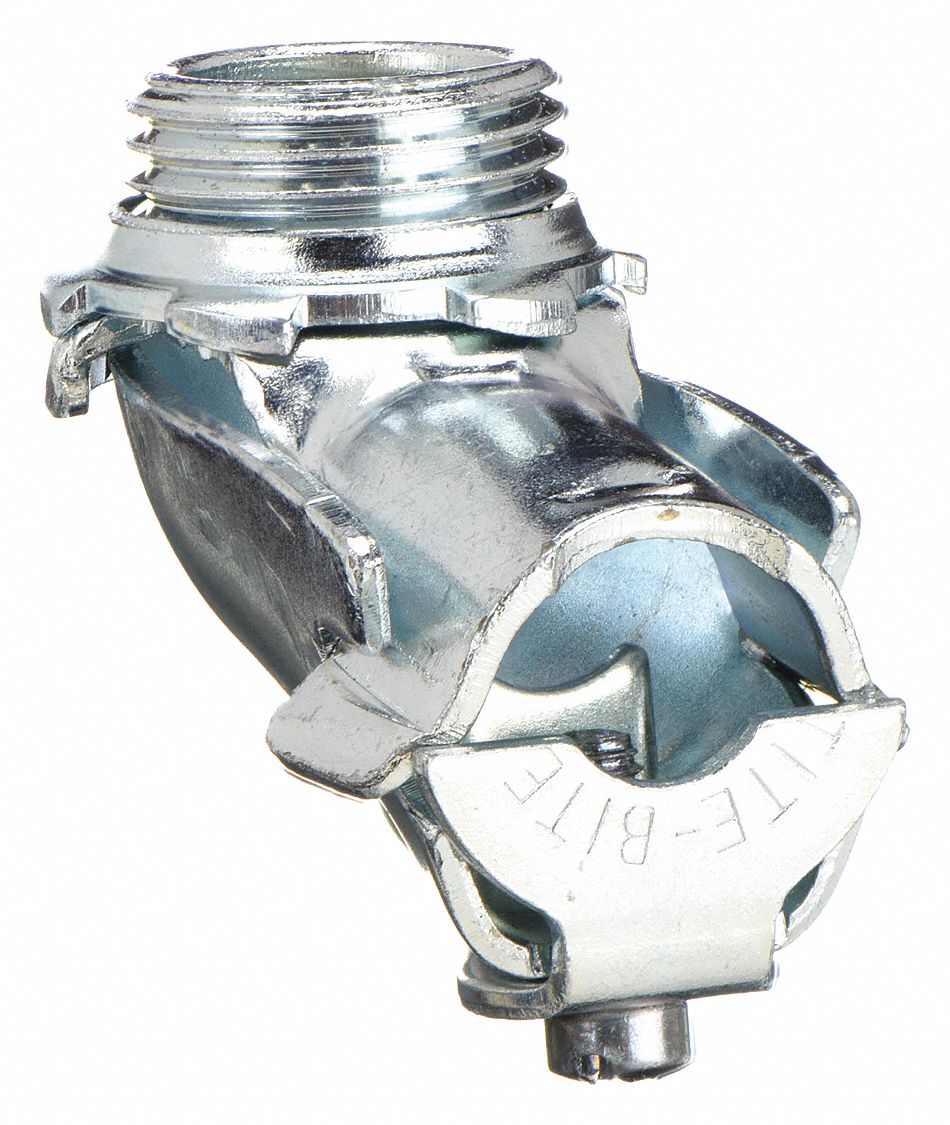 CONNECTOR - SADDLE STYLE, 90 DEGREES, STEEL, ⅜ IN TRADE SIZE, ½ IN MNPT, NON INSULATED