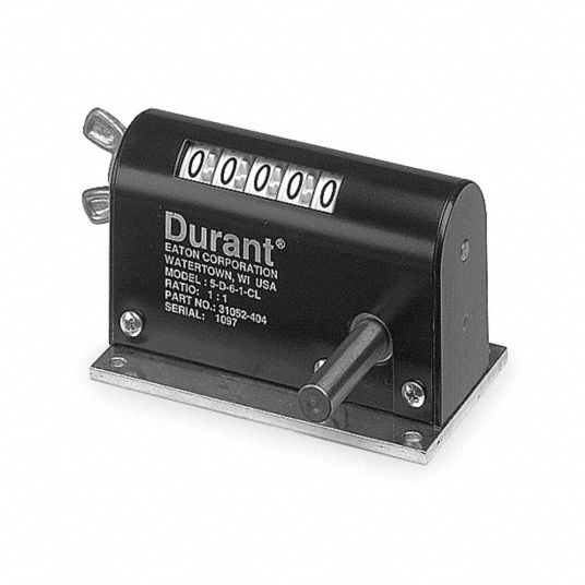 EATON Mechanical Counter, Rotary Shaft, Clockwise, Front and Rear, Worm Drive, Number of Digits