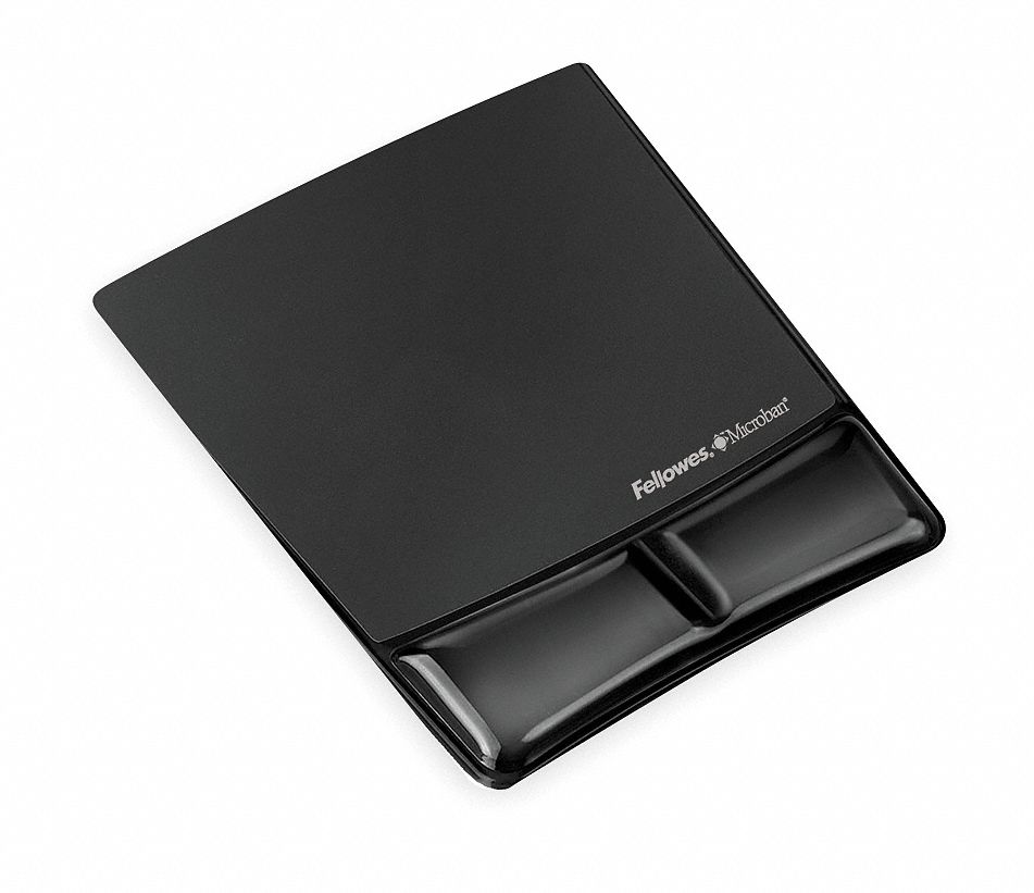 Mouse Pad: Black, Gel, 8 1/4 in Lg, 9 7/8 in Wd