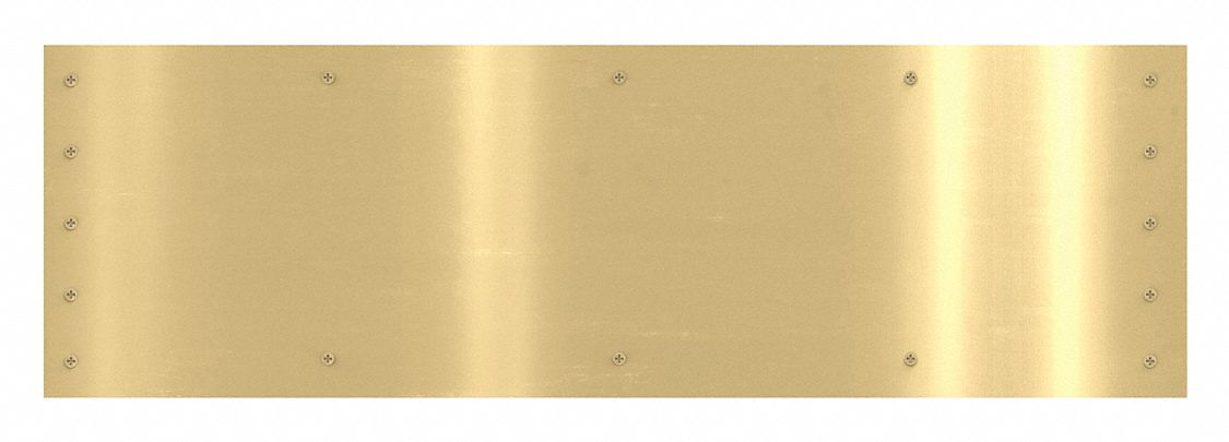 Door Kick Plate: 30 in Wd, 10 in Ht, Brass