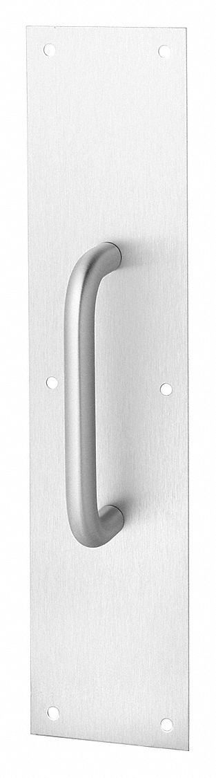 Door Pull Plate: 3 in Wd, 12 in Ht, Brass