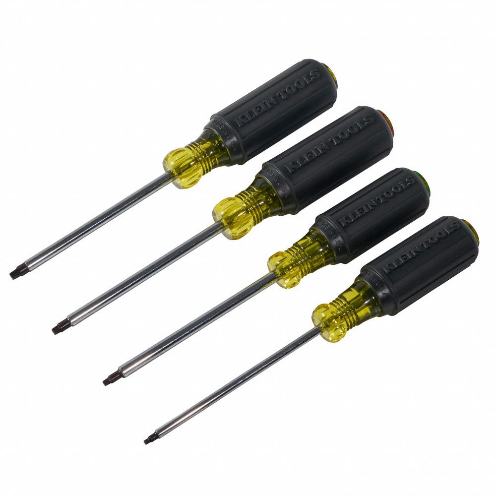 KLEIN TOOLS General Purpose Screwdriver Set 4 Pieces, Square Tip, 0/1/2/3 Tip Size 2RKP2