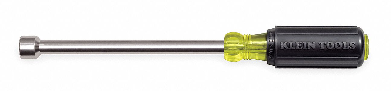 Hollow Round Shank Nut Driver: Straight, SAE, With Magnetized Tip, Std, 1/2 in Tip Size