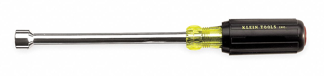Hollow Round Shank Nut Driver: Straight, SAE, Without Magnetized Tip, Std, 6 in Shank Lg