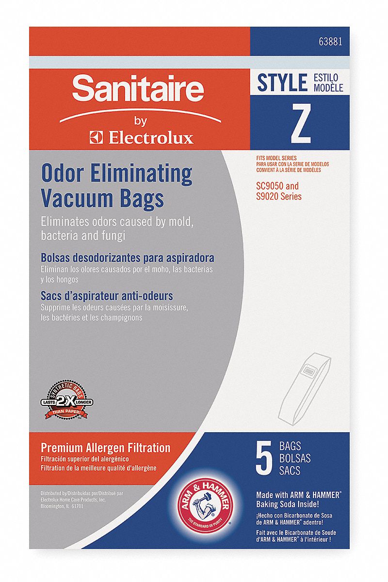 Vacuum Bag: Sanitaire, SC9050B, Dry, Paper, 2-Ply, Std, 63881