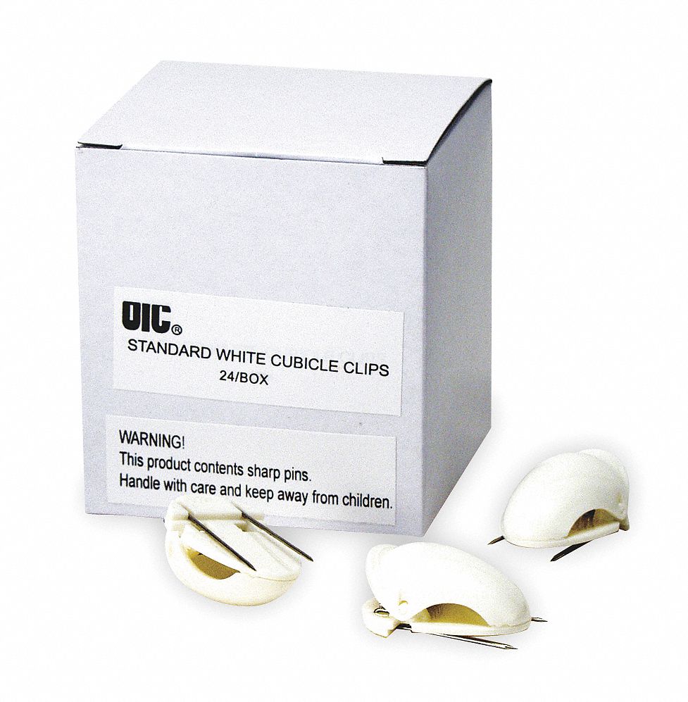 OFFICEMATE White Cubicle Wall Panel Clip, 1 in W Size 2RLK930167