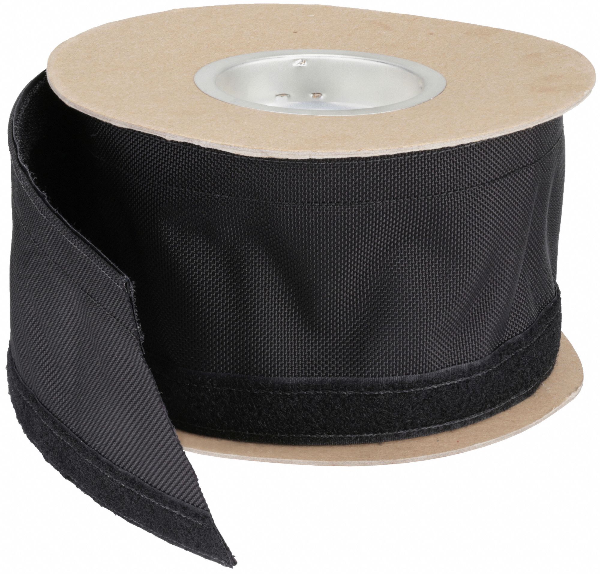 Sleeving: 1 in Inside Dia, 25 ft Lg, Hook-and-Loop, Nylon, Black, -49°F to 302°F