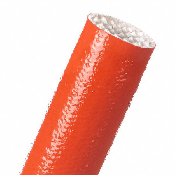 Sleeving: 2 1/2 in Inside Dia, 25 ft Lg, Fiberglass, Red, -94°F to 500°F, For 2.5 in Max Bundle Dia