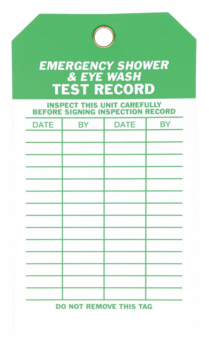 EMER SH + EYE WASH TEST RCD TAG,MET