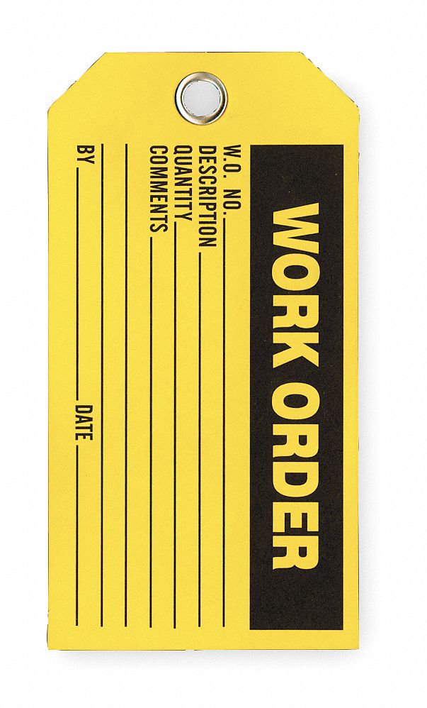 GRAINGER APPROVED Work Order Tag, Cardstock, Height 3 in, Width 5 3/4
