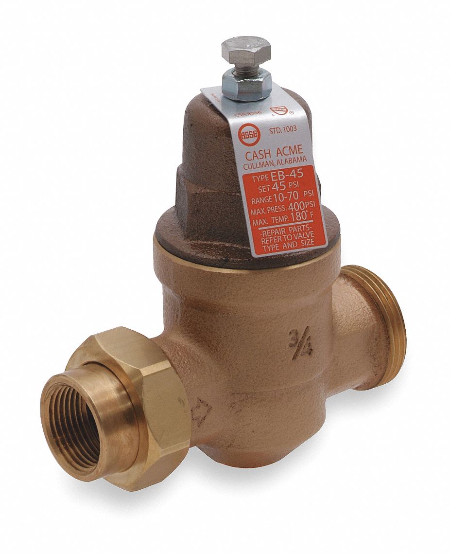 Water Pressure Reducing Valve, High Capacity Valve Type, Bronze, 1/2" Pipe Size