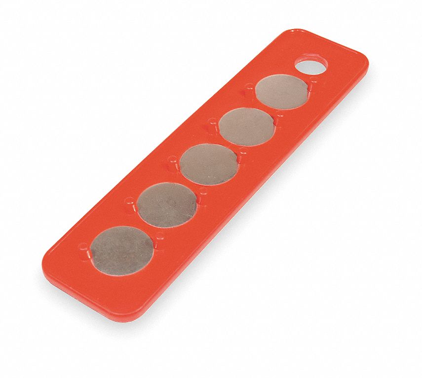 Socket Holder Strip: Red, 2 1/4 in Overall Wd, 9 in Overall Ht, 5 Posts/Slots, Plastic