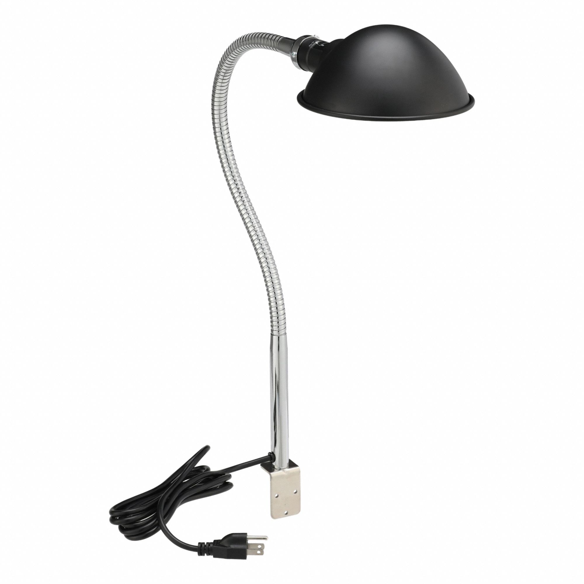 Task Light: Bulb Dependent, Gooseneck, 36 in Arm Reach, Bracket, 60 W, 120V AC