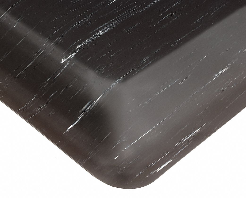 ANTIFATIGUE MAT, 2 X 3 FT, ½ IN THICK, BLACK, ANTIMICROBIAL, BEVELED EDGE