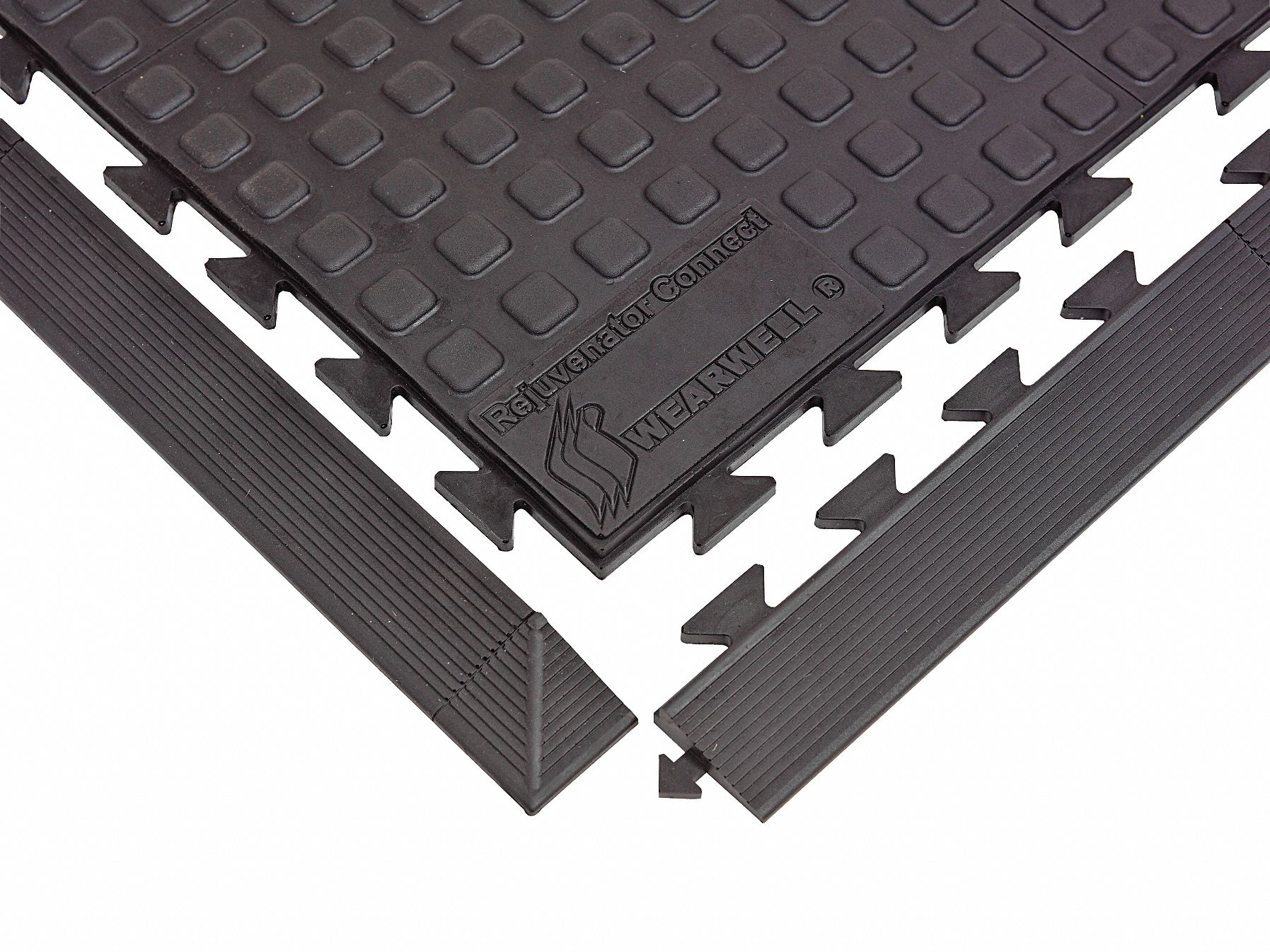 RAMP EDGE WITH CORNER, RAMP EDGE WITH CORNER, 2 X 39 IN, REJUVENATOR, RIBBED, BLACK