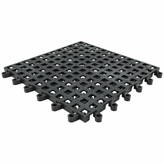 Wearwell Interlocking Drainage Mat, PVC, Black, 10 Pk Black 561
