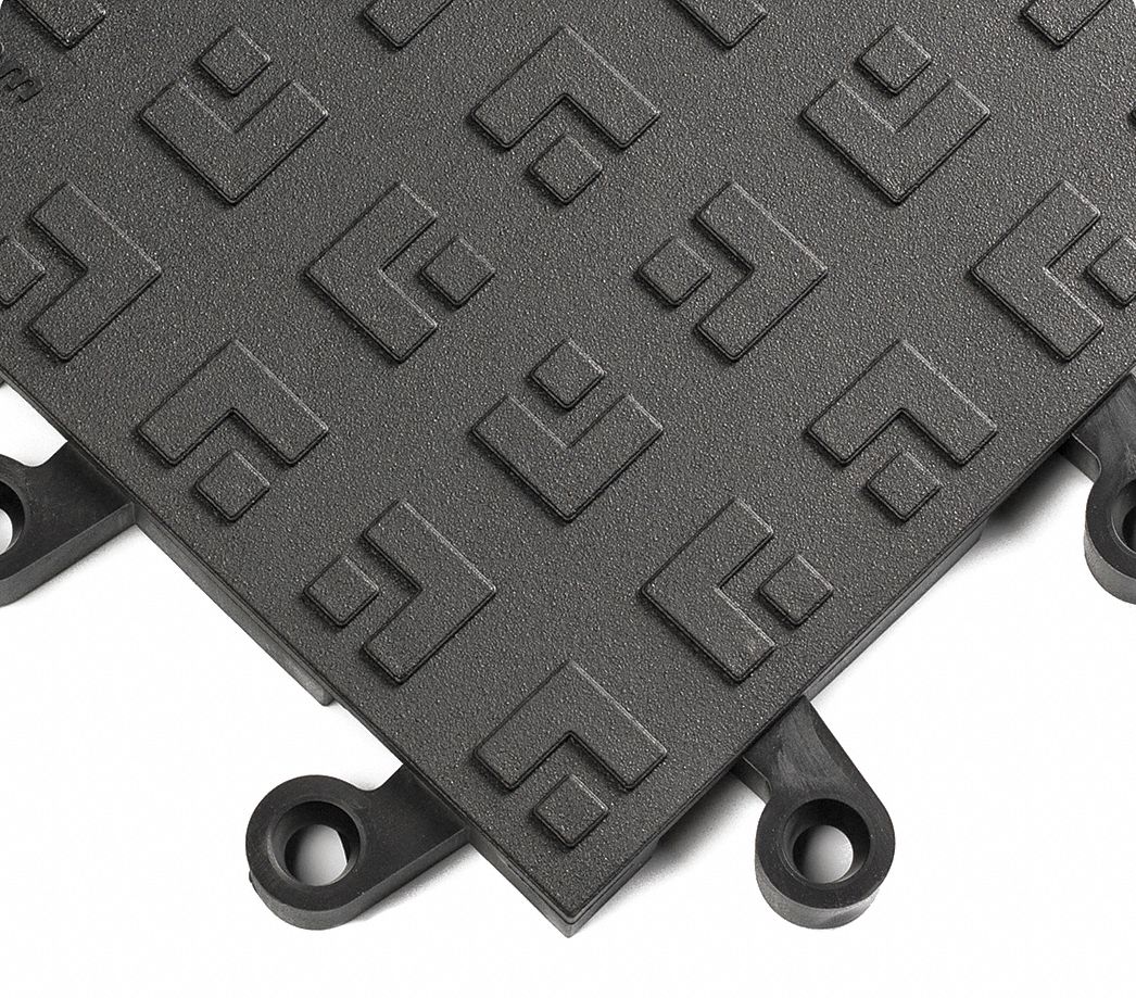 ERGODECK INTERLOCKING ANTIFATIGUE MAT TILE, 18 X 18 IN, BLACK, 10 PK