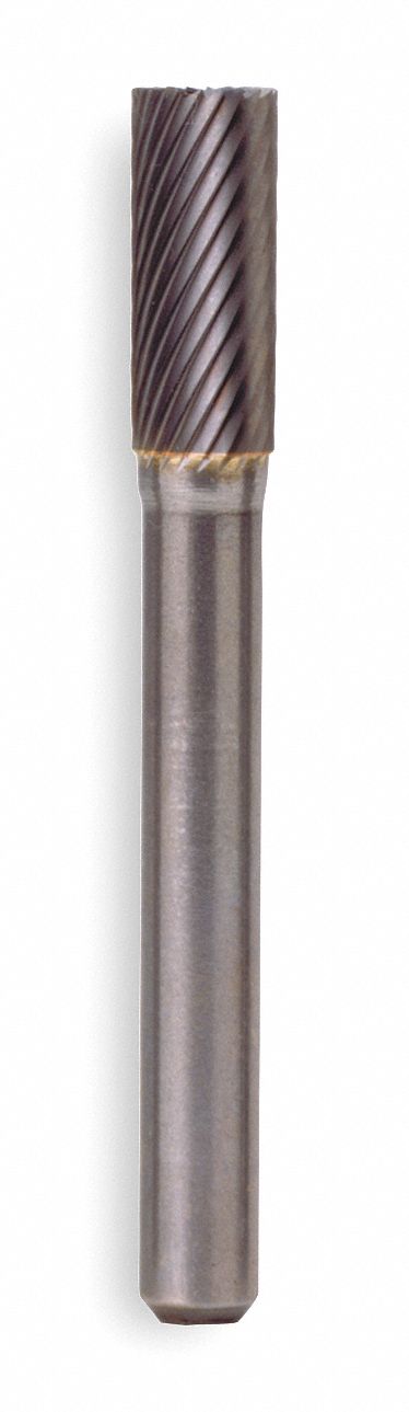 Carbide Bur: Cylinder with End Cut, SB-3, Single Cut, 3/8" x 3/4" Head, 1/4" Shank