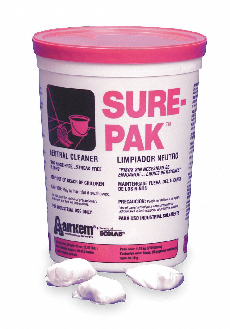 Floor Cleaner: Bucket, 90 ct Container Size, Concentrated, Powder Packet, 2 PK