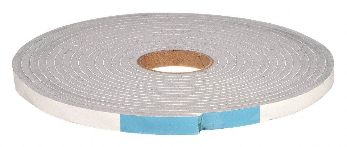 Weather Seal: Flat, Self-Adhesive Mounting, Std, Vinyl, 17 ft Overall Lg, Gray