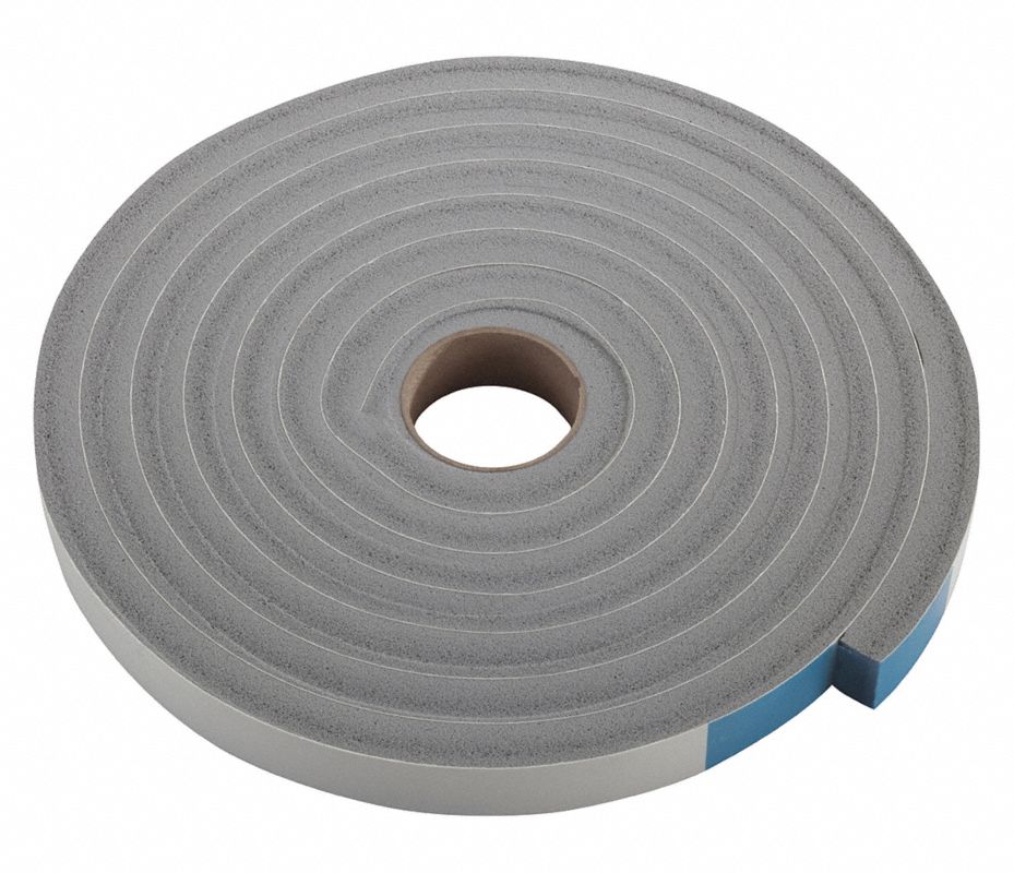 GRAINGER APPROVED Sello de Espuma, Espuma de PVC de Célula Cerrada, Gris, Longitud Total 10 pies