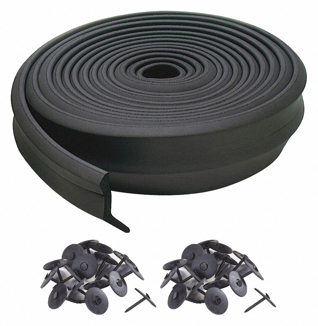 GRAINGER APPROVED Sello para Puertas de Montaje en Base, Hule PET, Negro, Longitud Total 16 pies