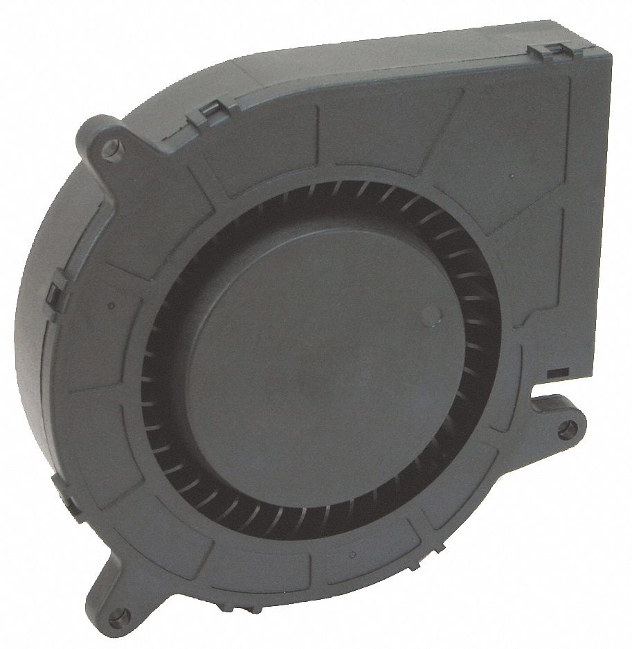 Standard Square Axial Fan: 5 in Ht, 1 1/2 in Dp, 12.2/13.8 cfm, IP20, PBT Plastic, 230V AC