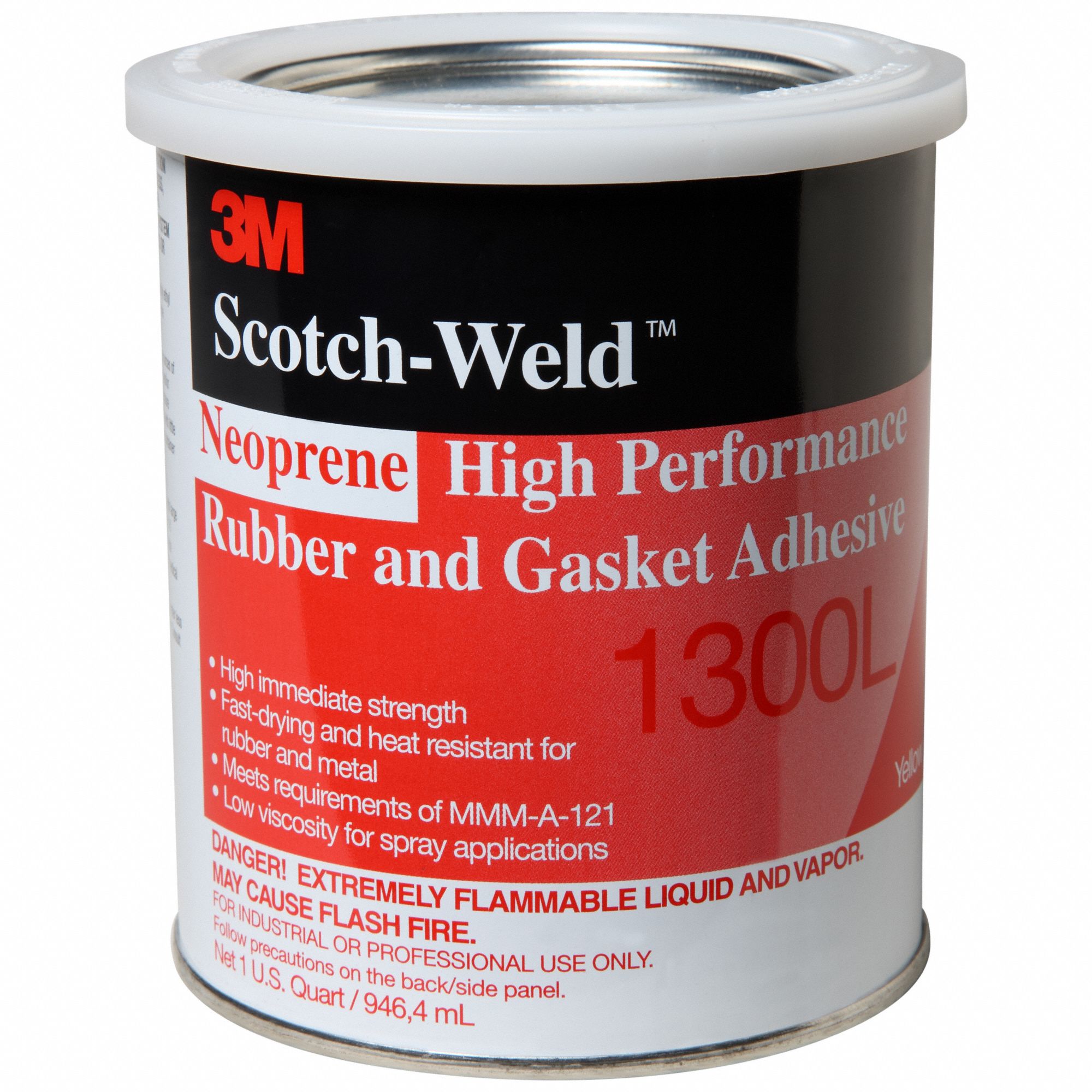 3M Gasket Adhesive 1300, 32 fl oz, Can, Yellow, Water Resistant 2RUE31300 Grainger