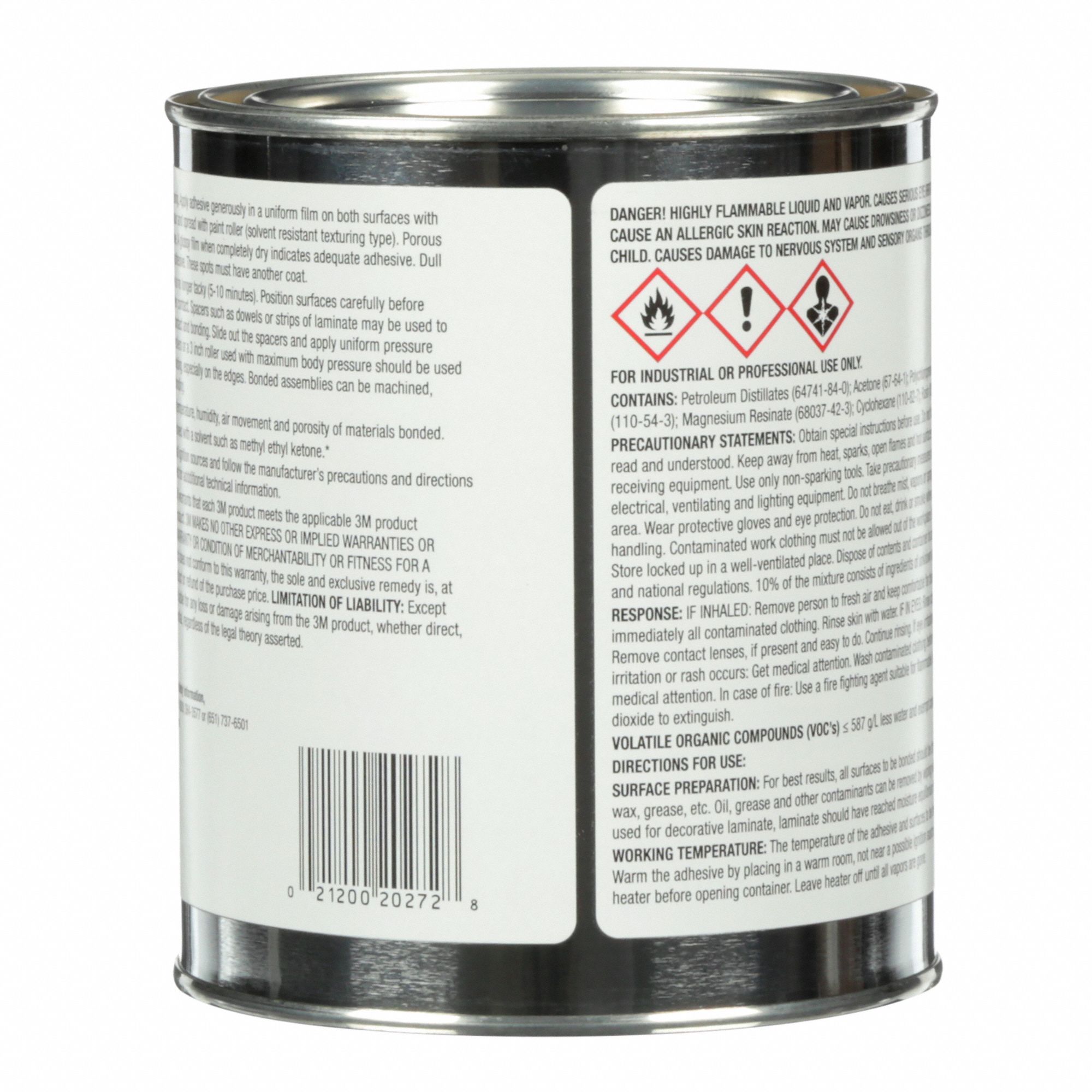 3M Contact Cement 10, Laminates/Woods, 1 qt, Can, Light Yellow, Water