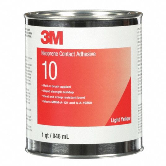 3M Contact Cement 10, Laminates/Woods, 1 qt, Can, Light Yellow, Water