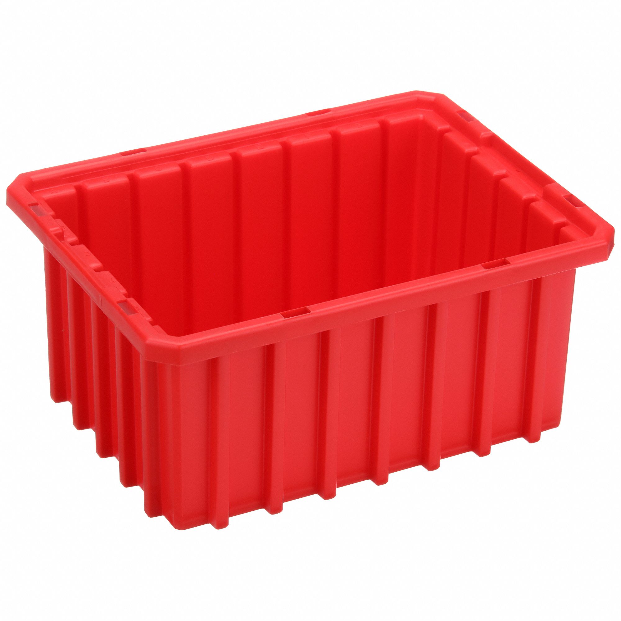 Divider Box: 0.16 cu ft, 10 7/8 in x 8 1/4 in x 5 in, Red, Dividers Not Included, Plastic